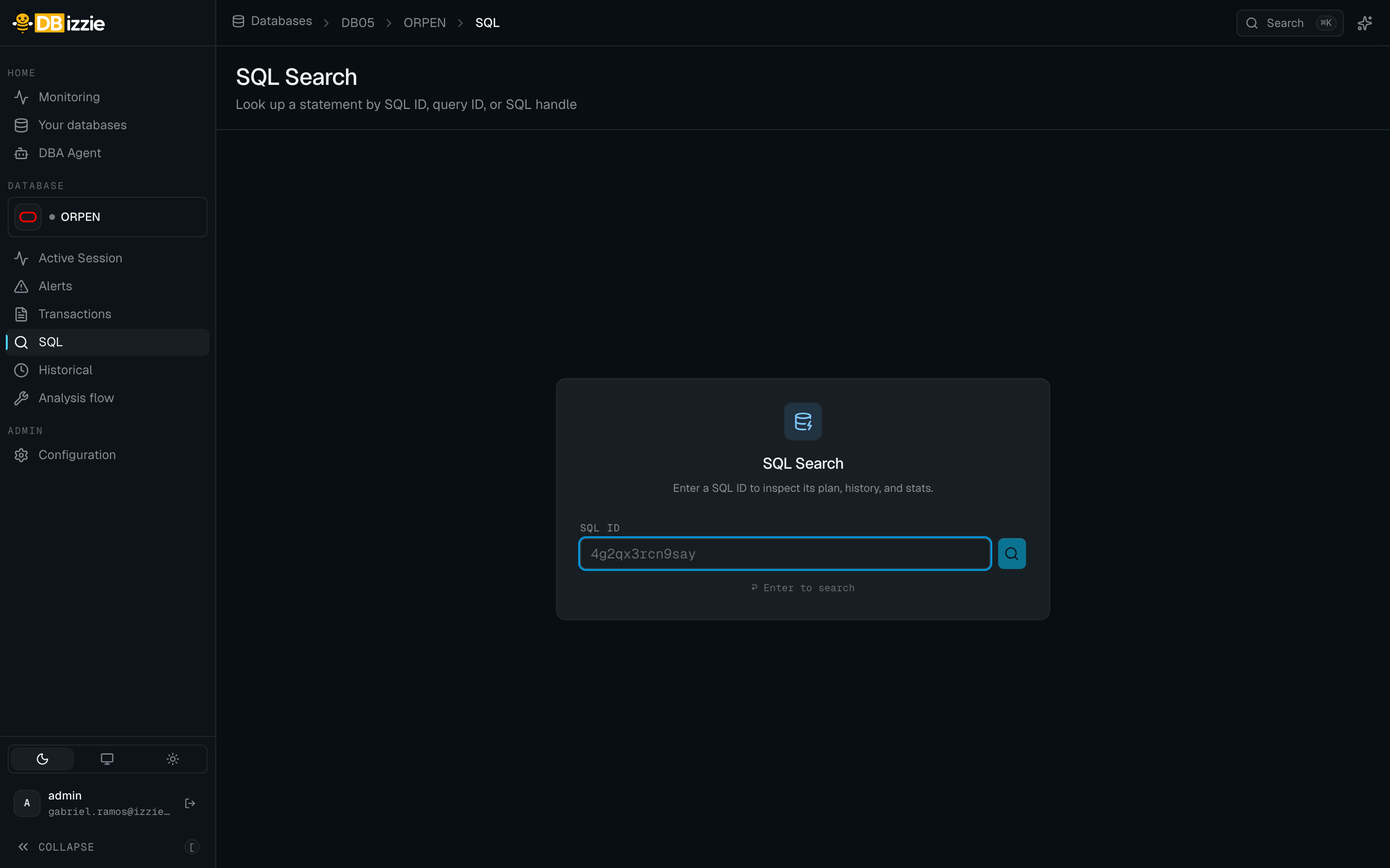 Tela SQL Search